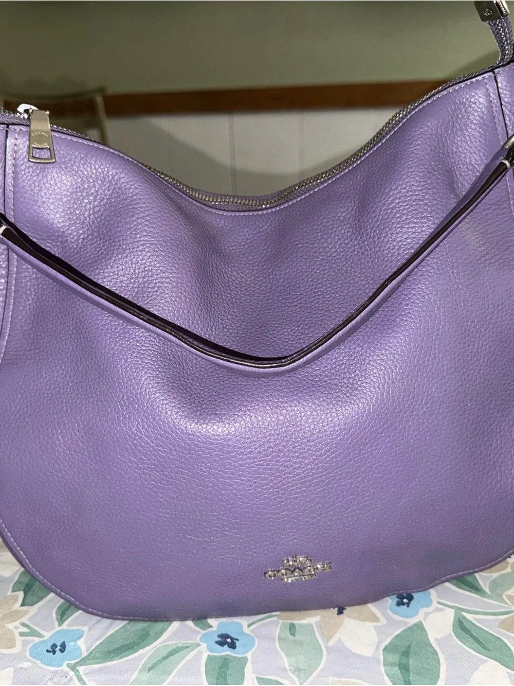 Coach Purple Pebbled Leather Shoulder Hobo - Picture 4 of 7